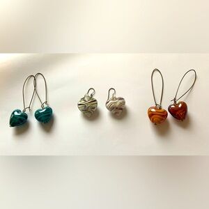 Buyers choice: blown glass heart shaped earrings